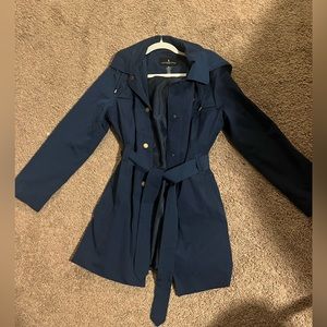London Fog Dark Teal Blue Rain Jacket Trench Coat Size Medium